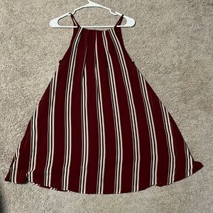 Maroon striped mini dress